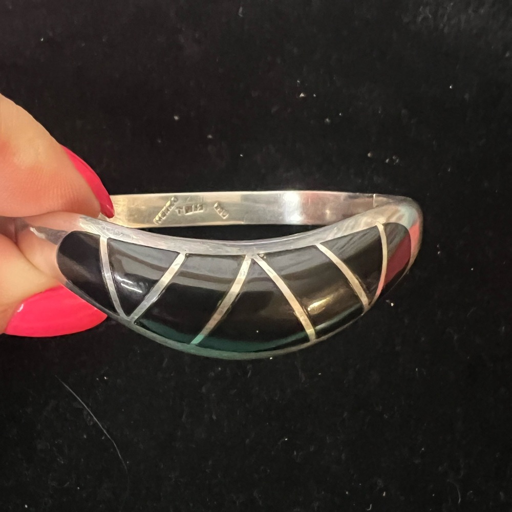 TAXCO 950 SILVER BLACK ONYX VINTAGE BRACELET